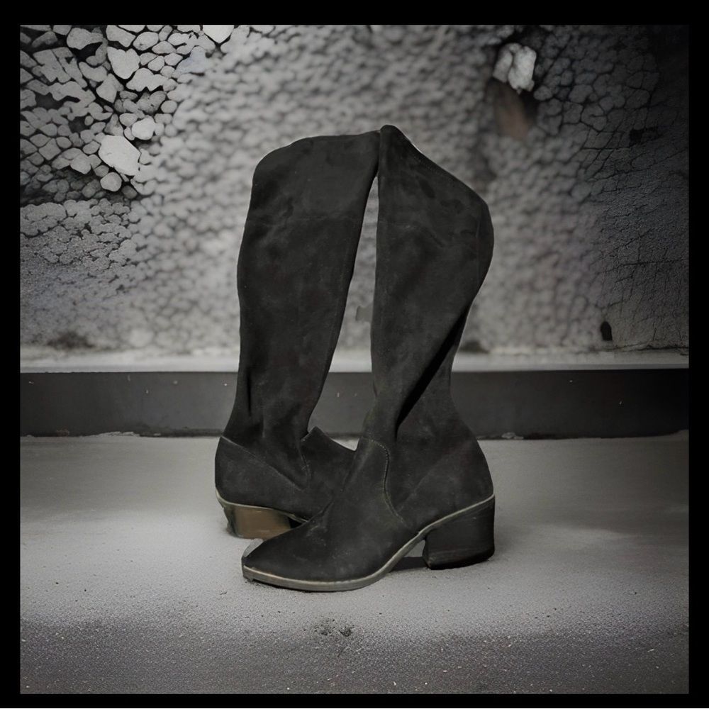 Steve Madden Georgette Boot Black Knee High Boots Womens Size 8.5 Block Heel Zip